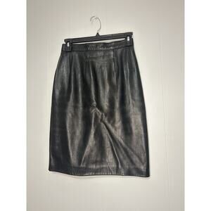 Vintage Size 6 Maxima Black Leather Skirt Y2K, 90s